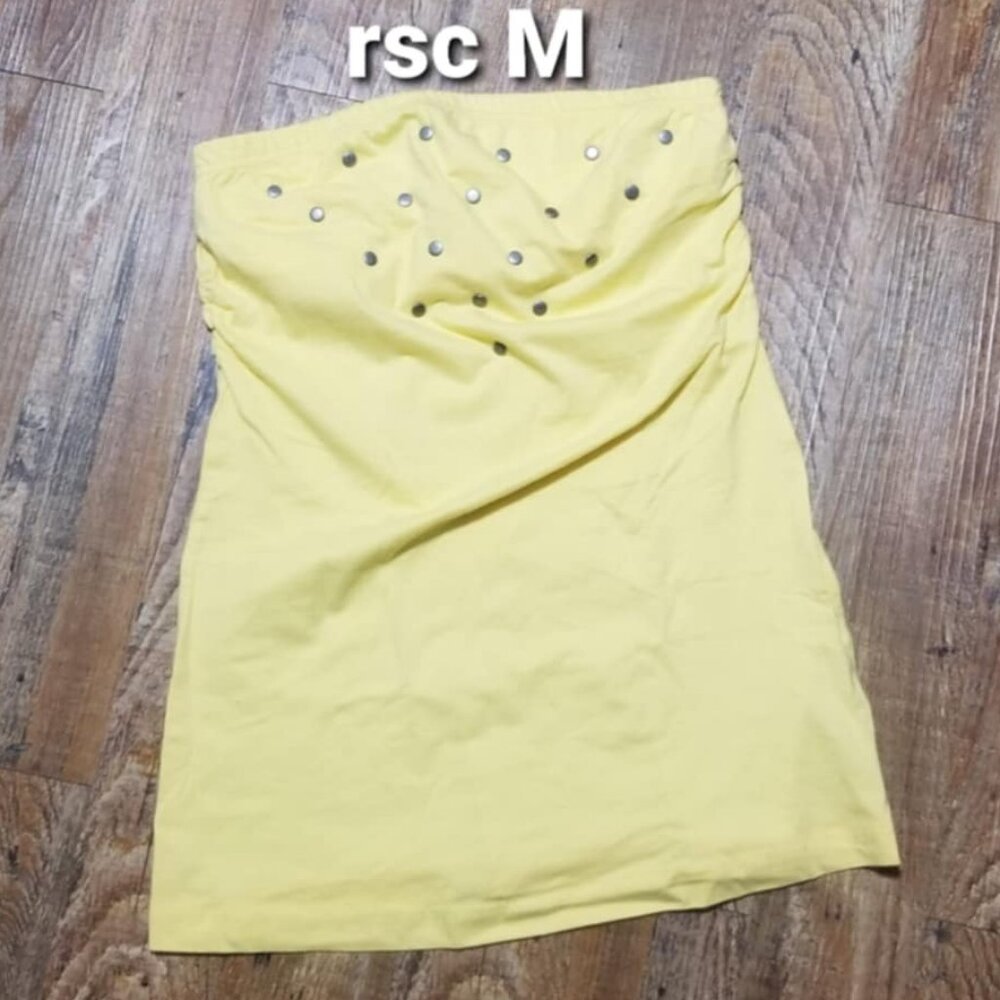 RSC Top Medium Tube-top New Yellow Metal Studs Summer Resort Activewear